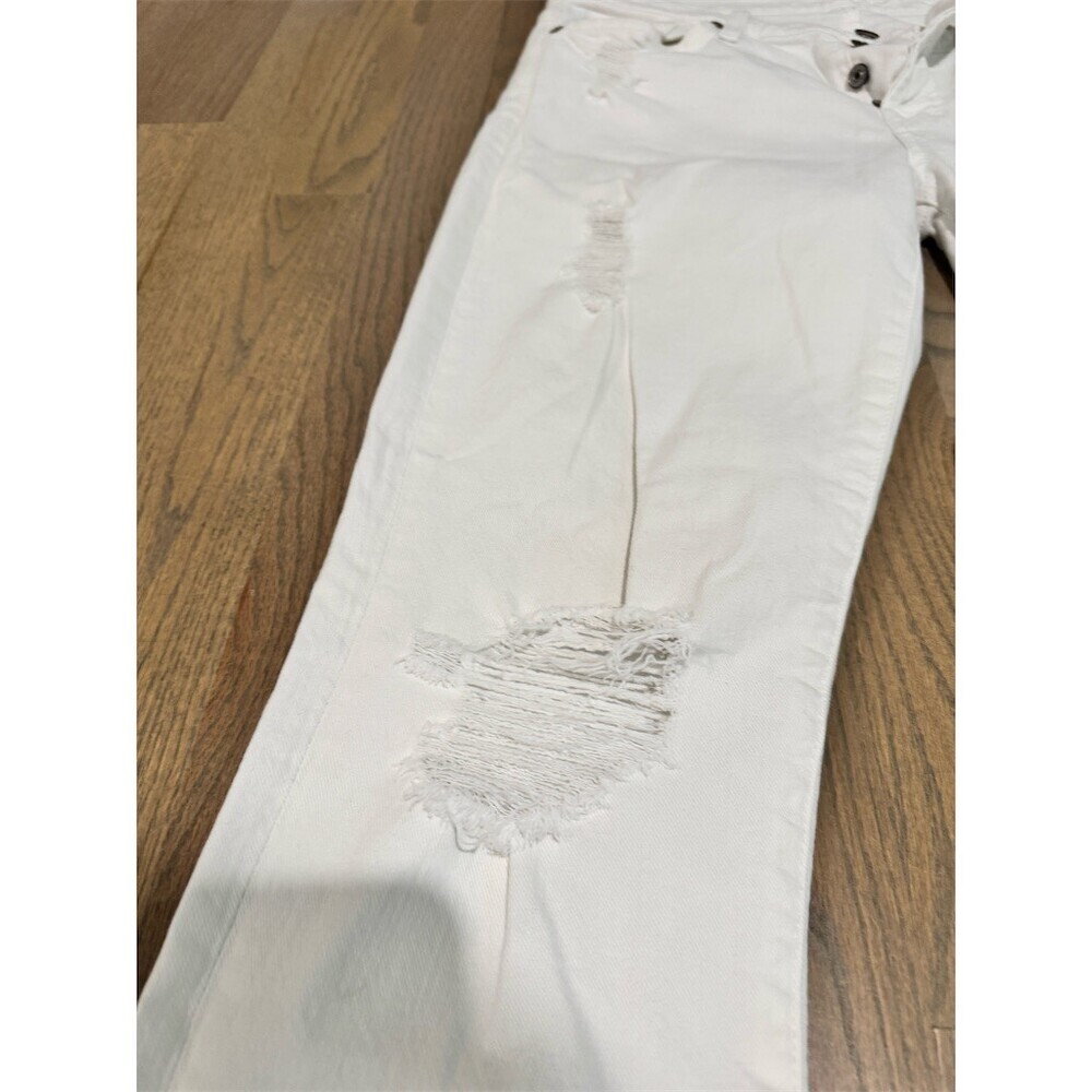 7 For All Mankind Jeans Womens Size 29 White Distressed Skinny Boyfriend - Picture 8 of 14